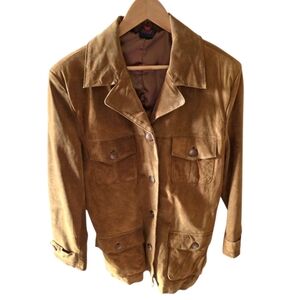 Vintage Virginia Slims Women's Conyac Brown Suede Jacket Trench Coat Size XL